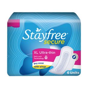Stayfree Secure XL Ultra Thin Dry Cover Sanitary Napkin with Wings - 6 pads